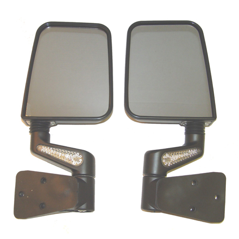 Jeep Wrangler TJ Door Mirror Kit - Rugged Ridge - Heated w/ LED Signals - Black - `97-`02